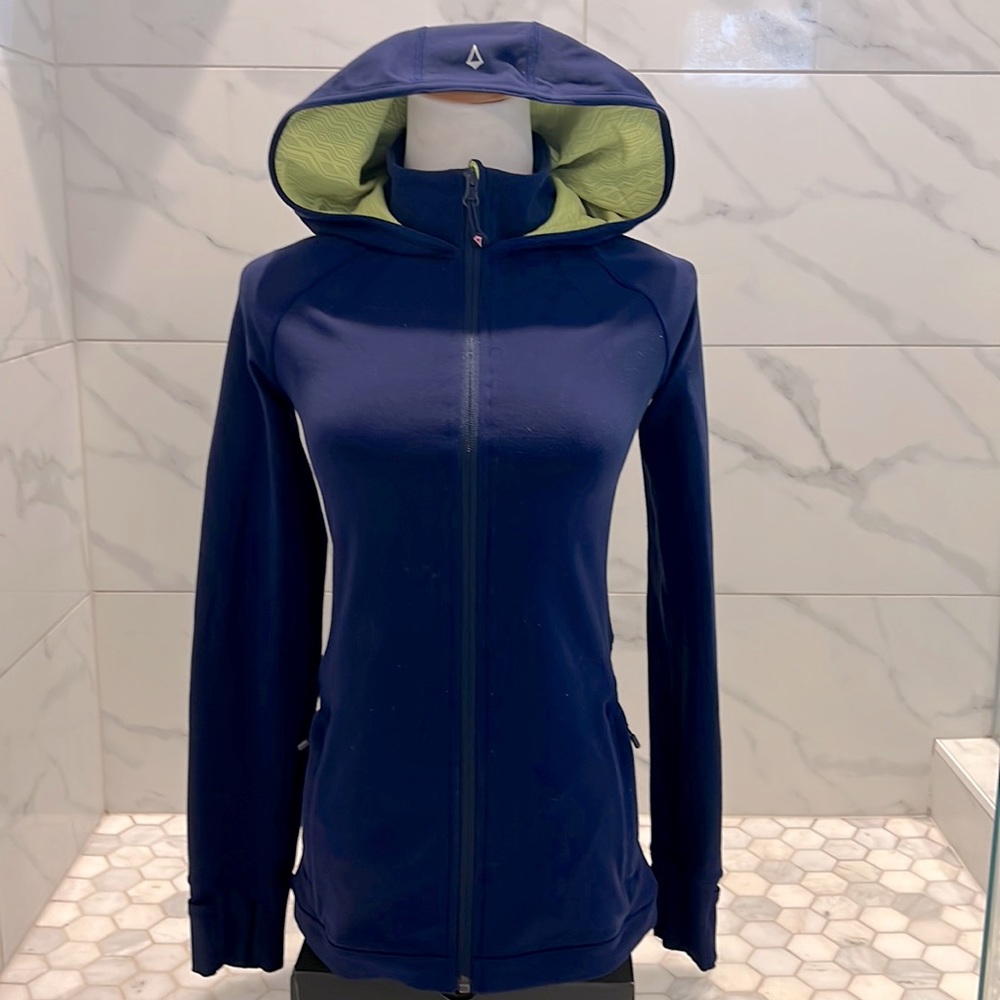 Ivivva By Lululemon Athletic Blue & Yellow Zip Up Jacket Girls Size 14